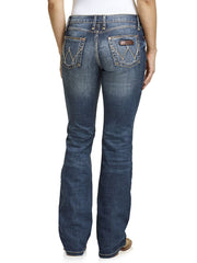 Wrangler 09MWZMS Womens Retro Mae Mid-Rise Bootcut Jeans Dark Wash Back Full