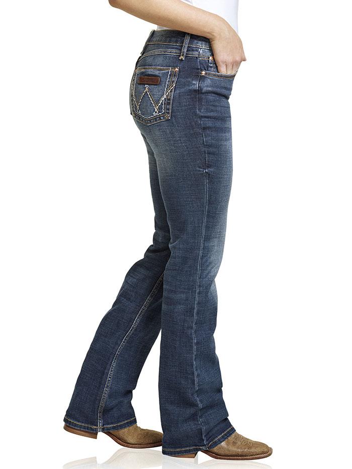 Wrangler 09MWZMS Womens Retro Mae Mid-Rise Bootcut Jeans Dark Wash – J ...