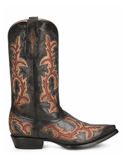 Corral C3883 Mens Inlay And Embroidery Cowboy Boots Black And Red side view. If you need any assistance with this item or the purchase of this item please call us at five six one seven four eight eight eight zero one Monday through Saturday 10:00a.m EST to 8:00 p.m EST