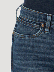 Wrangler 1011MPEHL Womens Green Jean-Eco-Friendly High Rise Trouser Lauren front pocket detail. If you need any assistance with this item or the purchase of this item please call us at five six one seven four eight eight eight zero one Monday through Saturday 10:00a.m EST to 8:00 p.m EST
