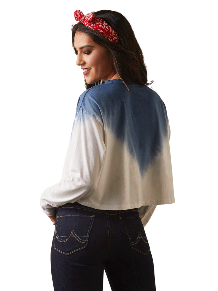 Ariat 10043886 Womens Howdy Ombre Top White front view. If you need any assistance with this item or the purchase of this item please call us at five six one seven four eight eight eight zero one Monday through Saturday 10:00a.m EST to 8:00 p.m EST