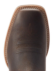 Ariat 10044573 Mens Cowpuncher VentTEK Western Boot Dark Brown toe view from above. If you need any assistance with this item or the purchase of this item please call us at five six one seven four eight eight eight zero one Monday through Saturday 10:00a.m EST to 8:00 p.m EST