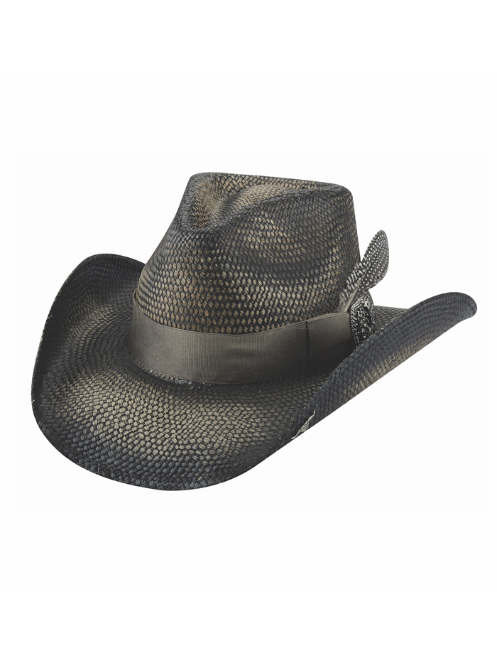 Bullhide SMILE AT ME 5040 Western Straw Hat Distressed Black front and side view. If you need any assistance with this item or the purchase of this item please call us at five six one seven four eight eight eight zero one Monday through Saturday 10:00a.m EST to 8:00 p.m EST