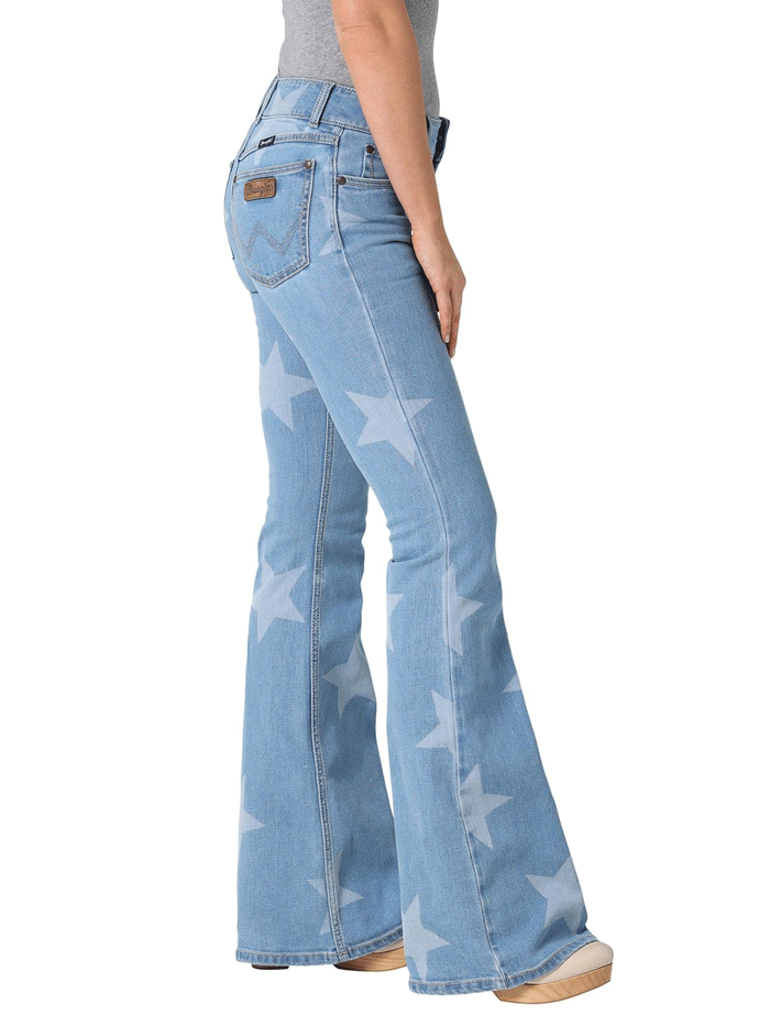 Wrangler 112328735 Womens Retro Mid Rise Mae Flare Jean Alice front view. If you need any assistance with this item or the purchase of this item please call us at five six one seven four eight eight eight zero one Monday through Saturday 10:00a.m EST to 8:00 p.m EST