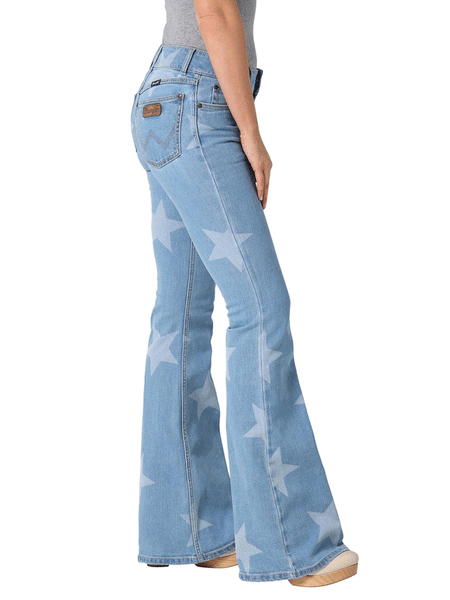 Wrangler 112328735 Womens Retro Mid Rise Mae Flare Jean Alice side and back view