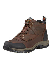 Ariat 10002183 Mens Terrain H2O Work Shoe Waterproof Copper side and front view  If you need any assistance with this item or the purchase of this item please call us at five six one seven four eight eight eight zero one Monday through Satuday 10:00 a.m. EST to 8:00 p.m. EST