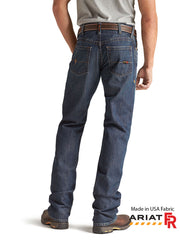 Ariat 10012555 Mens FR M4 Relaxed Basic Boot Cut Jean Shale Back View. If you need any assistance with this item or the purchase of this item please call us at five six one seven four eight eight eight zero one Monday through Saturday 10:00a.m EST to 8:00 p.m EST