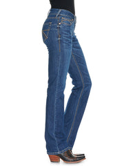 Ariat 10037682 Womens REAL Brenda Mid Rise Stackable Straight Leg Jeans Irvine side view. If you need any assistance with this item or the purchase of this item please call us at five six one seven four eight eight eight zero one Monday through Saturday 10:00a.m EST to 8:00 p.m EST