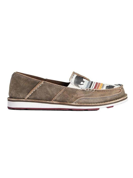 Ariat 10038418 Womens Buffalo Print Cruiser Slip-On Sneaker Taupe side view. If you need any assistance with this item or the purchase of this item please call us at five six one seven four eight eight eight zero one Monday through Saturday 10:00a.m EST to 8:00 p.m EST