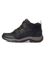 Ariat 10038425 Mens Terrain H2O Waterproof Hiking Work Shoe Black side view. If you need any assistance with this item or the purchase of this item please call us at five six one seven four eight eight eight zero one Monday through Saturday 10:00a.m EST to 8:00 p.m EST