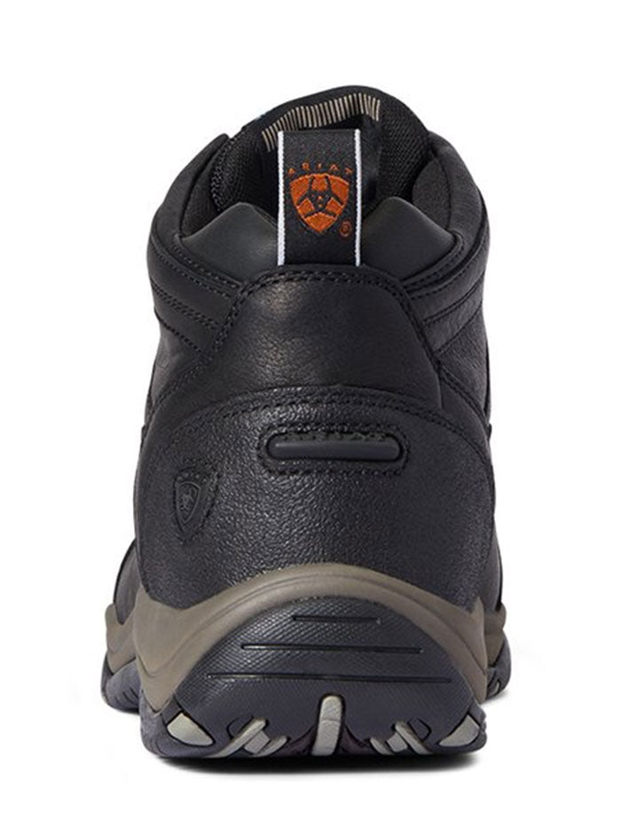 Ariat 10038425 Mens Terrain H2O Waterproof Hiking Work Shoe Black side front view. If you need any assistance with this item or the purchase of this item please call us at five six one seven four eight eight eight zero one Monday through Saturday 10:00a.m EST to 8:00 p.m EST