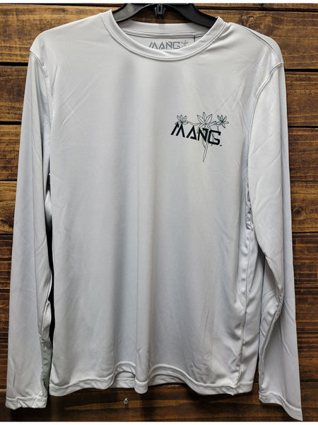 MANG MP1043LS Mens Snook Predator Long Sleeve Performance Tee Grey front view. If you need any assistance with this item or the purchase of this item please call us at five six one seven four eight eight eight zero one Monday through Saturday 10:00a.m EST to 8:00 p.m EST