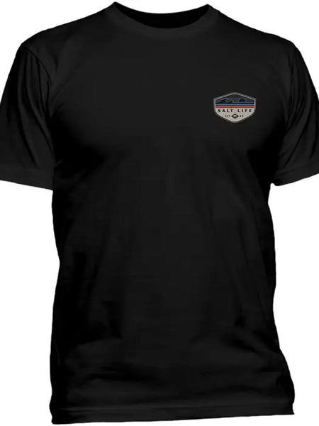 Salt Life SLM10834 Mens The Flash Pocket Tee Black frotn view. If you need any assistance with this item or the purchase of this item please call us at five six one seven four eight eight eight zero one Monday through Saturday 10:00a.m EST to 8:00 p.m EST