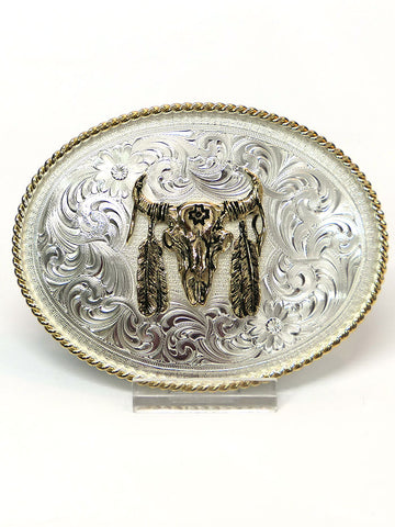 Montana Silversmiths 1350-447 Buffalo Skull With Feather Belt Buckle S –  J.C. Western® Wear