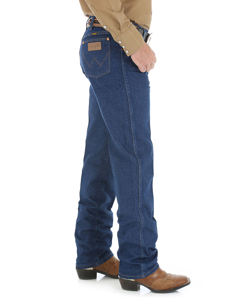 Wrangler 13MWZPW Cowboy Cut Regular Fit Jeans Prewashed Indigo front view. If you need any assistance with this item or the purchase of this item please call us at five six one seven four eight eight eight zero one Monday through Saturday 10:00a.m EST to 8:00 p.m EST