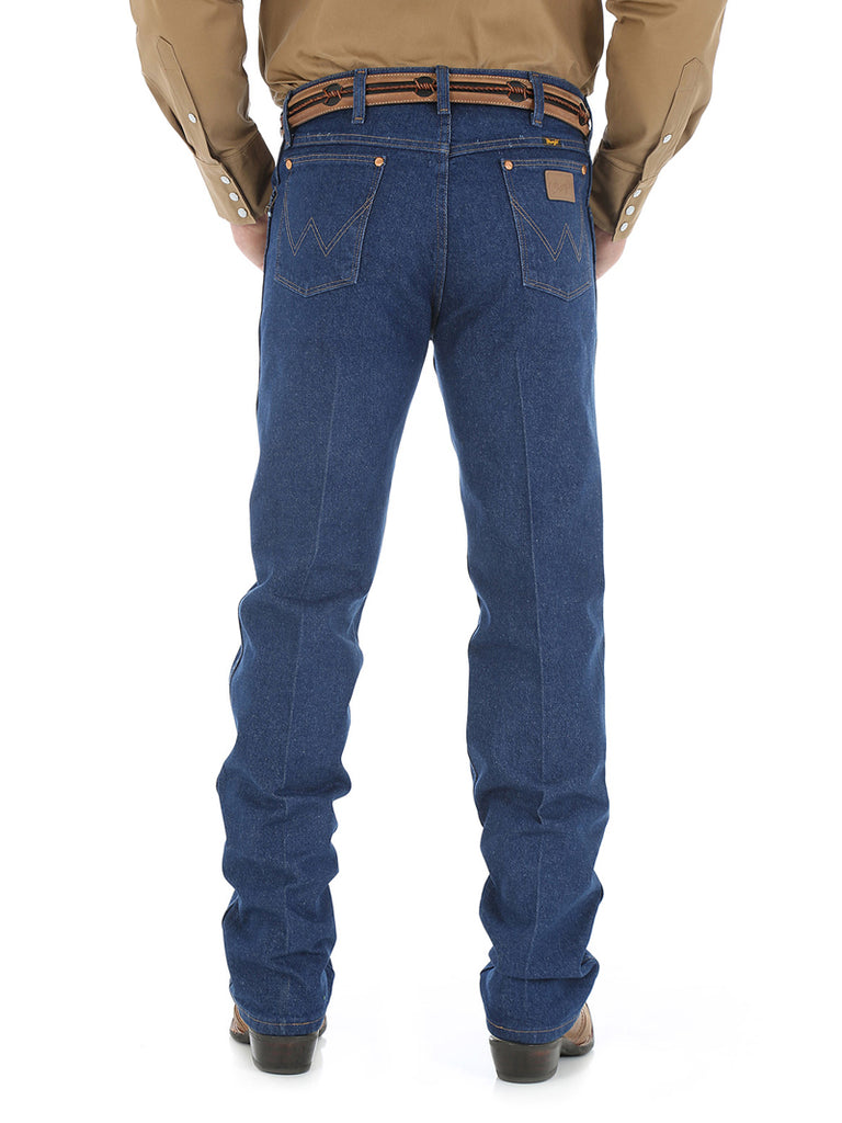 Wrangler 13MWZPW Cowboy Cut Regular Fit Jeans Prewashed Indigo front view. If you need any assistance with this item or the purchase of this item please call us at five six one seven four eight eight eight zero one Monday through Saturday 10:00a.m EST to 8:00 p.m EST
