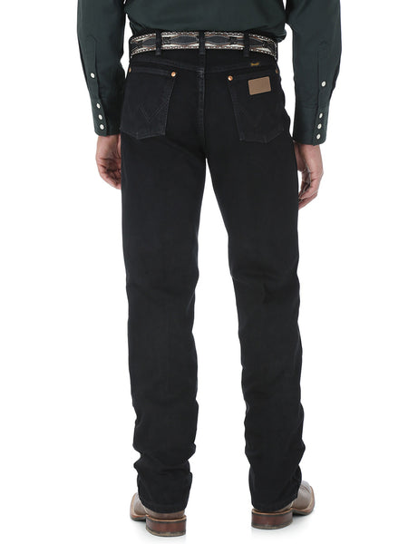 Wrangler 13MWZWK Cowboy Cut Regular Fit Jeans Shadow Black back view. If you need any assistance with this item or the purchase of this item please call us at five six one seven four eight eight eight zero one Monday through Saturday 10:00a.m EST to 8:00 p.m EST