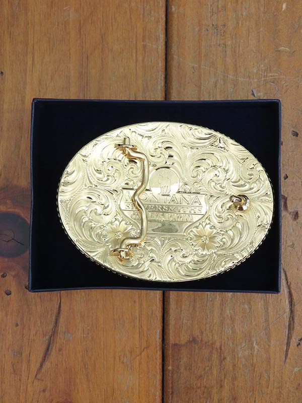 Montana Silversmiths 1460 Engraved Western Belt Buckle With Large Eagle Silver front view. If you need any assistance with this item or the purchase of this item please call us at five six one seven four eight eight eight zero one Monday through Saturday 10:00a.m EST to 8:00 p.m EST