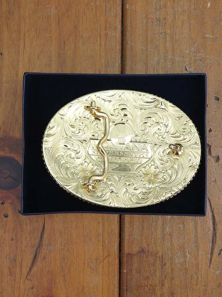 Montana Silversmiths 1460 Engraved Western Belt Buckle With Large Eagle Silver back view. If you need any assistance with this item or the purchase of this item please call us at five six one seven four eight eight eight zero one Monday through Saturday 10:00a.m EST to 8:00 p.m EST