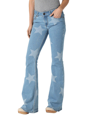 Wrangler 112328735 Womens Retro Mid Rise Mae Flare Jean Alice front view. If you need any assistance with this item or the purchase of this item please call us at five six one seven four eight eight eight zero one Monday through Saturday 10:00a.m EST to 8:00 p.m EST