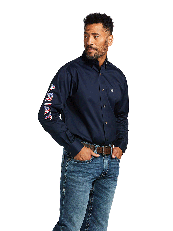 Navy - Long Sleeve Polo - Button Down Collar