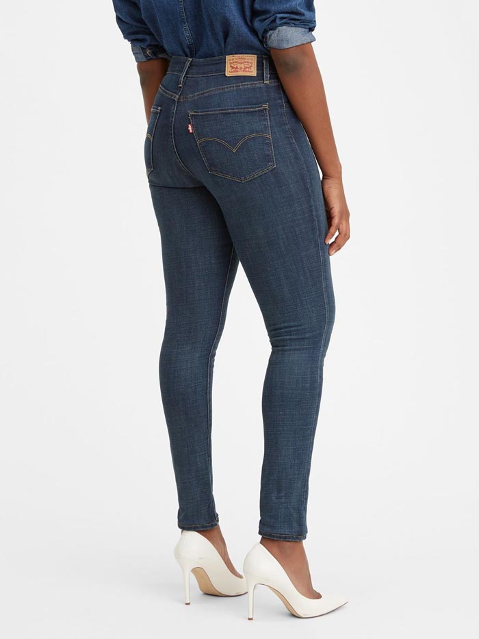 Levi's 188820047 Womens 721 High Rise Skinny Jeans Blue Story back view. If you need any assistance with this item or the purchase of this item please call us at five six one seven four eight eight eight zero one Monday through Saturday 10:00a.m EST to 8:00 p.m EST
