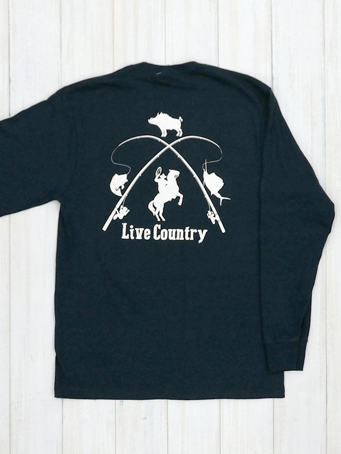 JC Western 1PC61LS Mens Live Country Long Sleeve Tee Deep Navy Back 