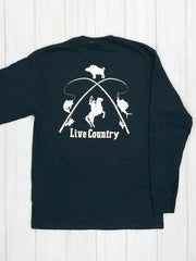 JC Western 1PC61LS Mens Live Country Long Sleeve Tee Deep Navy Back Graphic Design
