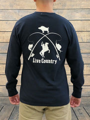 JC Western 1PC61LS Mens Live Country Long Sleeve Tee Deep Navy Back 
