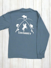 JC Western 1PC61LS Mens Live Country Long Sleeve Tee Light Blue Back Graphic Design