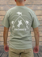 JC Western 1PC61SS Mens Live Country Short Sleeve Tees Stonewashed Green BACK VIEW. If you need any assistance with this item or the purchase of this item please call us at five six one seven four eight eight eight zero one Monday through Saturday 10:00a.m EST to 8:00 p.m EST