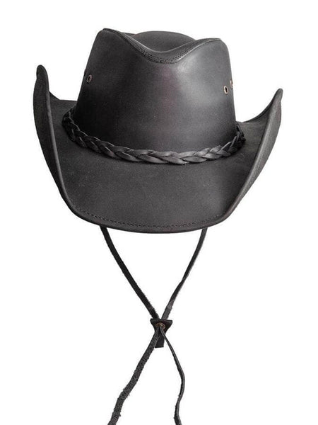 American Hat Makers HOLLYWOOD Leather Cowboy Hat Black front view. If you need any assistance with this item or the purchase of this item please call us at five six one seven four eight eight eight zero one Monday through Saturday 10:00a.m EST to 8:00 p.m EST