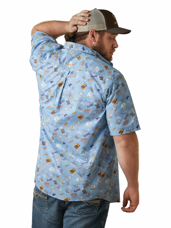 Ariat 10044986 Mens Mauricio Classic Short Sleeve Shirt Lilac front view. If you need any assistance with this item or the purchase of this item please call us at five six one seven four eight eight eight zero one Monday through Saturday 10:00a.m EST to 8:00 p.m EST