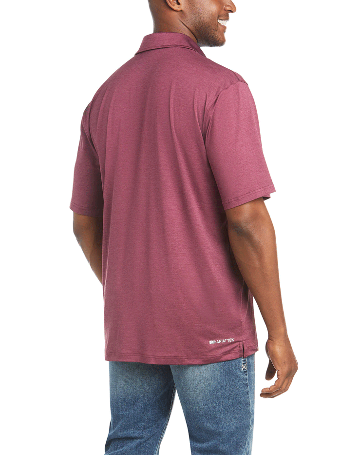 Ariat 10035160 Mens Charger 2.0 Polo Malbec front view. If you need any assistance with this item or the purchase of this item please call us at five six one seven four eight eight eight zero one Monday through Saturday 10:00a.m EST to 8:00 p.m EST