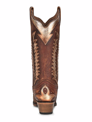 Corral L2042 Ladies Overlay Embroidery And Studs Boots Cognac back view. If you need any assistance with this item or the purchase of this item please call us at five six one seven four eight eight eight zero one Monday through Saturday 10:00a.m EST to 8:00 p.m EST