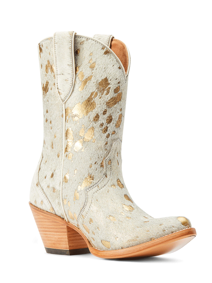 Ariat 10044392 Womens Bandida Western Boot White Metallic Hair On front and outter side view. If you need any assistance with this item or the purchase of this item please call us at five six one seven four eight eight eight zero one Monday through Saturday 10:00a.m EST to 8:00 p.m EST