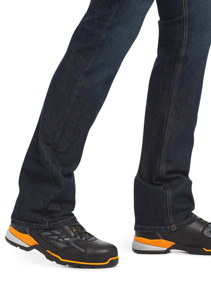 Ariat 10034627 Mens Rebar M7 Slim DuraStretch Basic Stackable Straight Leg Jean Blackstone front view. If you need any assistance with this item or the purchase of this item please call us at five six one seven four eight eight eight zero one Monday through Saturday 10:00a.m EST to 8:00 p.m EST