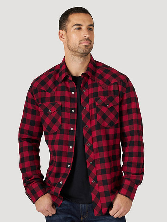 Wrangler 112318785 Mens Retro Flanel Long Sleeve Snap Shirt Red – J.C.  Western® Wear