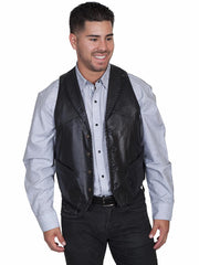 Scully 206 Mens Leather Whip Stitch TrailRider Leather Vests Black front view. If you need any assistance with this item or the purchase of this item please call us at five six one seven four eight eight eight zero one Monday through Saturday 10:00a.m EST to 8:00 p.m EST