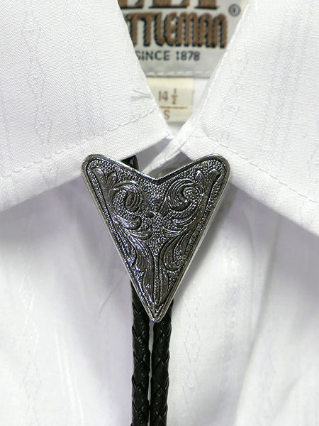 Fashionwest 2076S Triangular Western Bolo Tie Silver front view