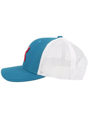 Hooey 2106T-TQWH "Sterling" White and Turquoise 6-Panel Trucker Hat side
