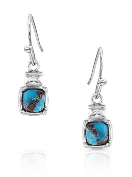 Montana Silversmiths ER5178 Womens Golden Rush Turquoise Earrings Silver front view. If you need any assistance with this item or the purchase of this item please call us at five six one seven four eight eight eight zero one Monday through Saturday 10:00a.m EST to 8:00 p.m EST