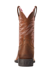 Ariat 10042413 Kids Firecatcher Western Boot Rowdy Brown back view. If you need any assistance with this item or the purchase of this item please call us at five six one seven four eight eight eight zero one Monday through Saturday 10:00a.m EST to 8:00 p.m EST