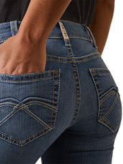Ariat 10043149 Womens REAL Perfect Rise Jayla Boot Cut Jean Tennessee back pocker close up. If you need any assistance with this item or the purchase of this item please call us at five six one seven four eight eight eight zero one Monday through Saturday 10:00a.m EST to 8:00 p.m EST