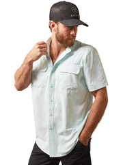 Ariat 10043426 Mens VentTEK Outbound Fitted Shirt Fair Aqua front view. If you need any assistance with this item or the purchase of this item please call us at five six one seven four eight eight eight zero one Monday through Saturday 10:00a.m EST to 8:00 p.m EST