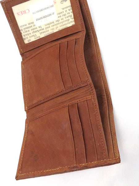 Skin Shop 3136 Mens Genuine Caiman Tri-Fold Wallet Brown inside view. If you need any assistance with this item or the purchase of this item please call us at five six one seven four eight eight eight zero one Monday through Saturday 10:00a.m EST to 8:00 p.m EST