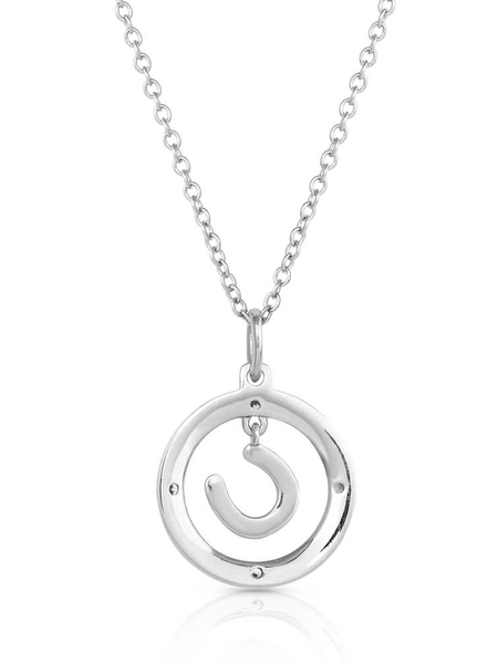 Montana Silversmiths NC5360 Womens Luck of the Draw Horseshoe Necklace Silver back view. If you need any assistance with this item or the purchase of this item please call us at five six one seven four eight eight eight zero one Monday through Saturday 10:00a.m EST to 8:00 p.m EST