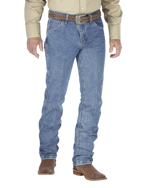 Wrangler 36MCVLS Mens Premium Performance Cool Vantage Cowboy Cut Slim Fit Jean Light Stone front view. If you need any assistance with this item or the purchase of this item please call us at five six one seven four eight eight eight zero one Monday through Saturday 10:00a.m EST to 8:00 p.m EST