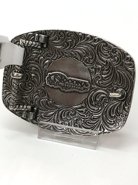 Nocona 37688 Engraved Floral Longhorn Head Western Belt Buckle