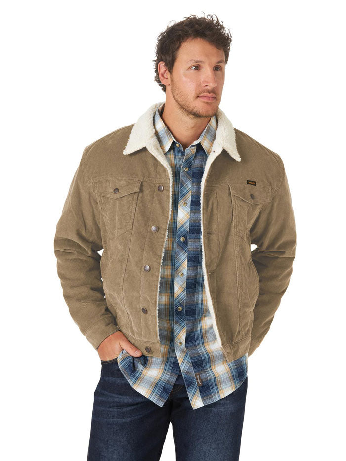 Wrangler 112318281 Men's Corduroy Sherpa Lined Jacket Sepia Tint